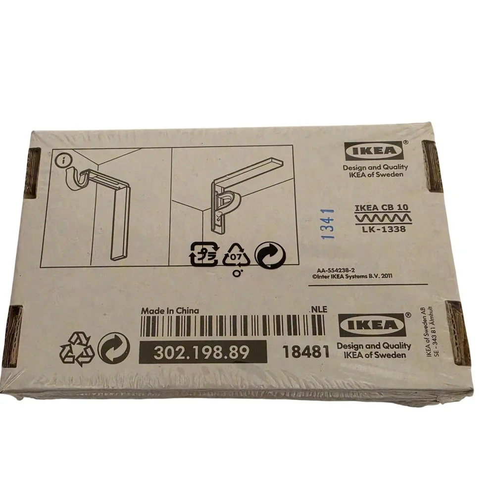 IKEA BETYDLIG Wall Ceiling Curtain Rod Bracket White 302.198.89 Set‎ of 2 NEW